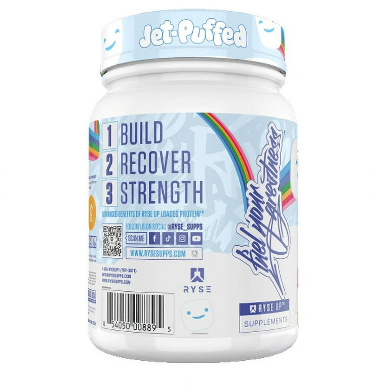 Ryse Loaded Protein Powder, Jet Puffed Marshmallow, 20 Servings, 25g Protein, Post Workout, Size: 33.9g