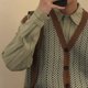 thumbnail image 5 of Hombres Sin Mangas Suéter Chaleco Con Cuello En V Suelto Vintage Punto Cardigan Moda Estilo Casual Marrón XL, 5 of 8