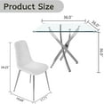 thumbnail image 5 of 5-Piece 36" Square Glass Dining Set, Clear Tempered Glass Table & 4 Velvet Chairs with Stainless Steel Legs for Kitchen, Meeting Room, 5 of 8