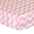 thumbnail image 1 of The Peanut Shell Baby Crib Fitted Sheet - Pink Zig Zag Chevron Design - 100% Cotton Sateen, Fits Standard 52 by 28 Inch Mattress, 1 of 1