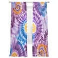 thumbnail image 2 of Tie-Dye Art Sheer Curtains 108 Inches Long 2 Panels Abstract Watercolor Purple Yellow Blue Dyeing Light Filtering Semi Sheer Window Curtains Drapes for Bedroom Living Room 52"x108", 2 of 7
