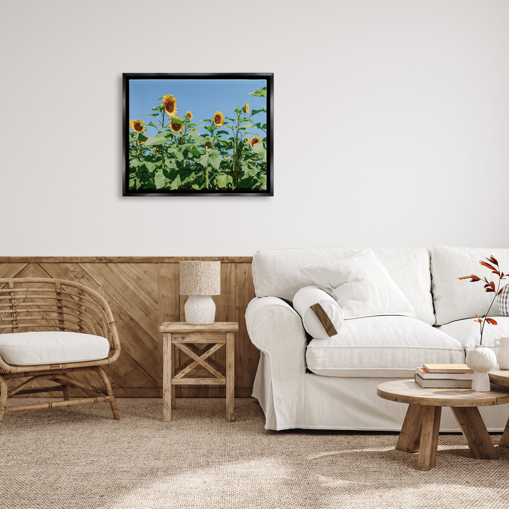 Stupell Industries Tranquil Country Sunflower Meadow Sunny Daytime Blooms Photograph Jet Black Floating Framed Canvas Print Wall Art, Design by Kali Wilson