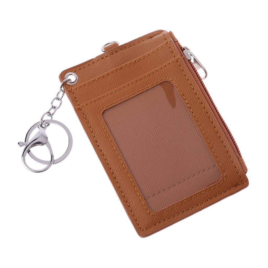  Badge Holder Credit Card Leather Lanyard 1 ID Window and 2  Card Slots Brown Houndstooth for School Office Adult Kids : Office Products