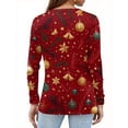 thumbnail image 4 of WTOBBY Women's Fashion Christmas Print Round Neck Long Sleeve Pullover Top, Holiday Themed Tree and Snowflake Design Sweater for Women,Gold S, 4 of 5