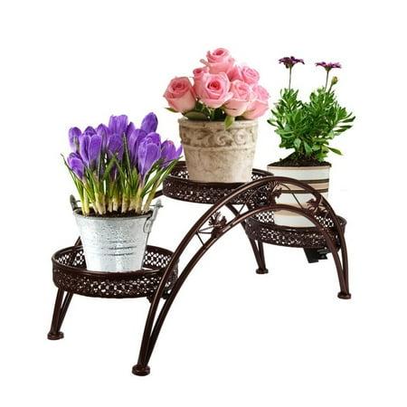 stand plant pot arch plants iron garden patio wrought outdoor decor indoor metal dazone three flower rack planter mygift pots