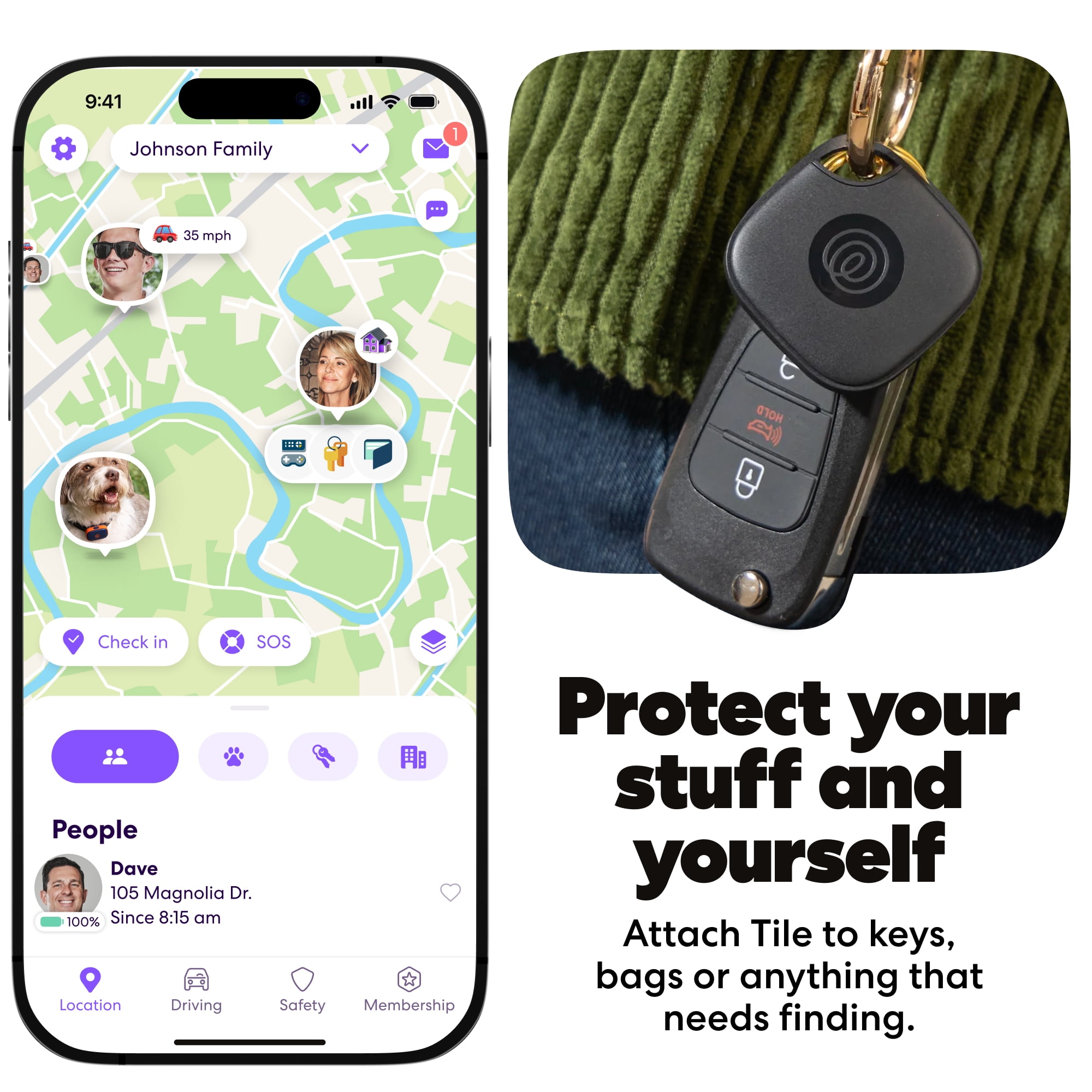 Life360 Tile Mate Bluetooth Tracker for Keys, Bags, Phones, and More, iOS and Android, Black 4-Pack (New)