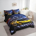 thumbnail image 3 of jejeloiu Extreme Sports Car 7-Piece Bedding Comforter Set,Racing Speed King Bedding Sets,Yellow Race Car Bed Sheets For Boys Teens,Luxury Bedroom Decor Reversible, 3 of 8