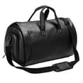 thumbnail image 5 of Leather Duffle Bag Large Capacity Multifunction Shoulder Handbag Luggage Bag Black, 5 of 8