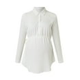 thumbnail image 3 of Gerichy Maternity Shirts,Women'S Maternity Tops V-Neck Front Pleat Tunic Pregnancy Shirts Nursing Blouse Long Sleeve Bandage Solid Color Tops, 3 of 4