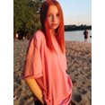 thumbnail image 5 of Camiseta de mujer con cuello redondo, hombros caídos y manga corta, estilo urbano, estampado de letras rosas y camiseta deportiva informal con estampado Setne, 5 of 5