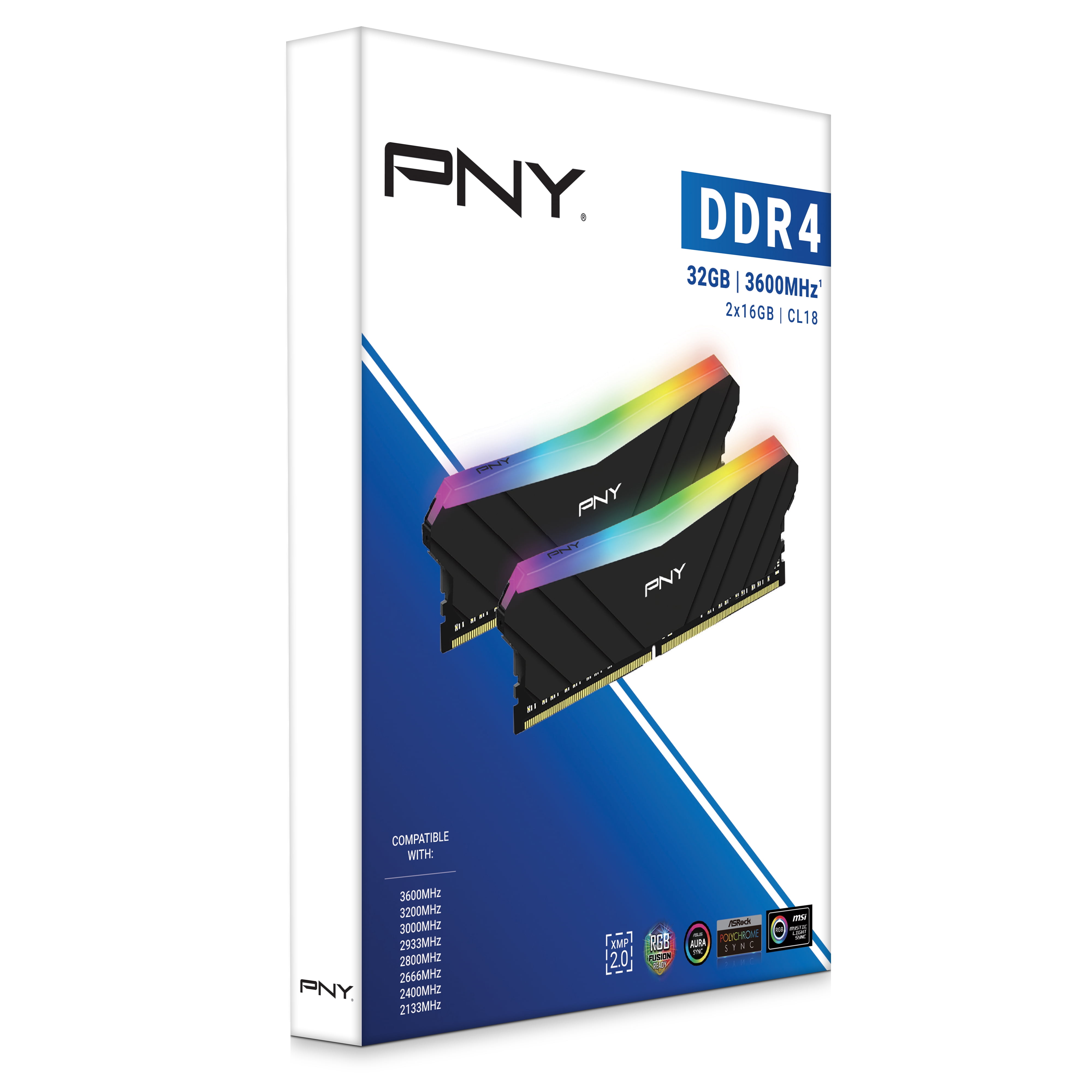 PNY EPIC-X RGB™ 32GB (2x16GB) DDR4 3600MHz CL18 1.35V (XMP 2.0 Compatible) - Desktop Memory Kit