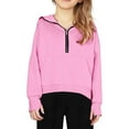 thumbnail image 6 of Kids Hoodies for Girls Kids Half Zipper Pink Hooded Long Sleeve Thumbhole Soft Sweatshirts Top Girls 9-10 Years Clothes School Clothes, 6 of 6