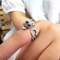 thumbnail image 4 of Anillo de gato bonito para mujeres y niñas, anillo abierto ajustable en forma de gatito, anillo de dedo de Animal de gato de cristal encantador, joyería de regalo para mascotas y gatitos, 4 of 5