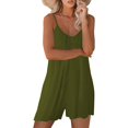thumbnail image 2 of Combinaison Décontractée pour Femme Sans Manches à Bretelles, Ample et Ajustable, Short Extensible avec Poches, Vert Armée, Grand, 2 of 5
