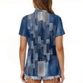 thumbnail image 4 of Women’s Short Sleeve Plaid Print Shirt Casual Button Down Collared Top Classic Fit Lightweight Summer Blouse for Daily Wear Blue L, 4 of 4