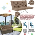 thumbnail image 3 of Outdoor Swing Cushions, Waterproof 2-3 Seater Bench Cushions for Outdoor Furnitur with Backrest, Thicken Washable Cushion for Swing Patio Porch Lawn Garden, Khaki, 60x40x4 inch, 3 of 10
