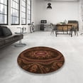 thumbnail image 4 of Ahgly Company Machine Washable Indoor Round Transitional Saddle Brown Area Rugs, 4' Round, 4 of 7