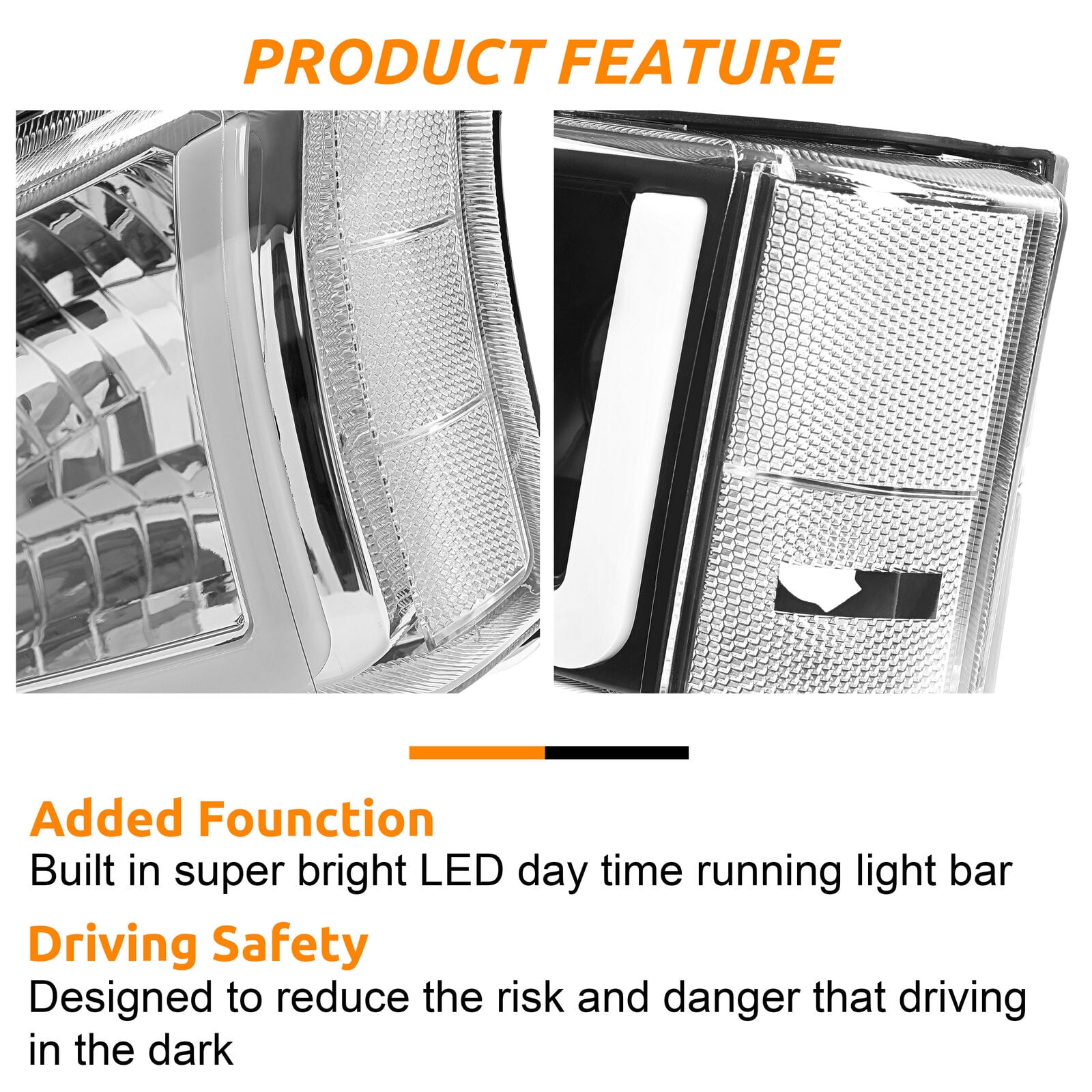 2006 Chevy Silverado Headlight Assembly Clear Lens LED DRL Headlights For 2003-2007 Chevy Silverado & Avalanche - DOT Approved Silverado LED Headlights - Foto 6