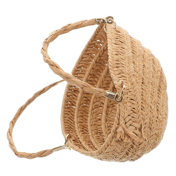 Hemoton Straw Bag Woman Shopping 5.00X3.00X1.50CM Light Brown
