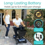 Vive 4 Wheel Battery Powered Mobility Scooter - Electric Transport Chair- Compact Heavy Duty Mobile for Travel, Adults, Elderly with Basket and Charger Included, Red