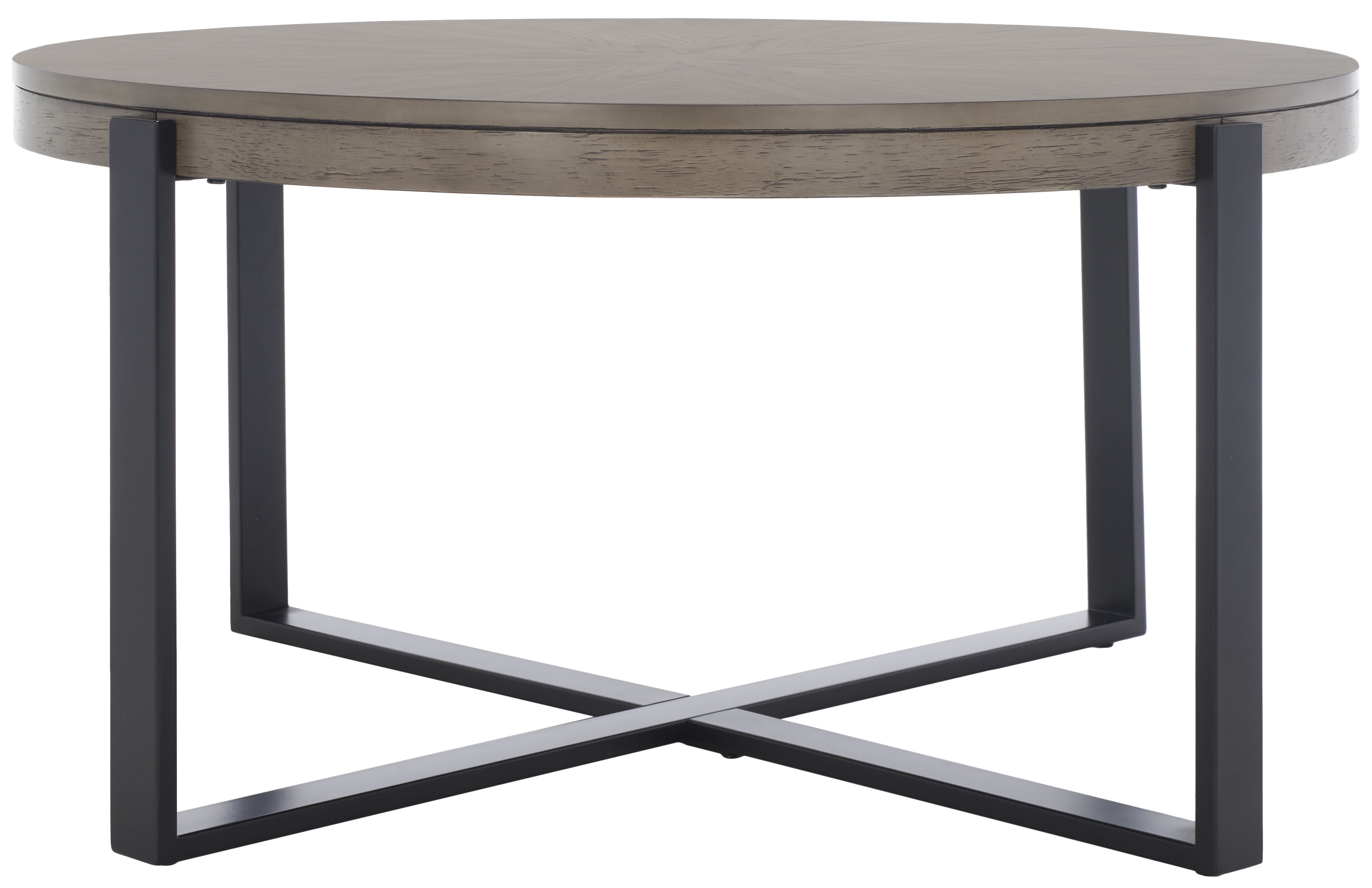 SAFAVIEH Navya Round Coffee Table, Light Grey Top/Black Legs