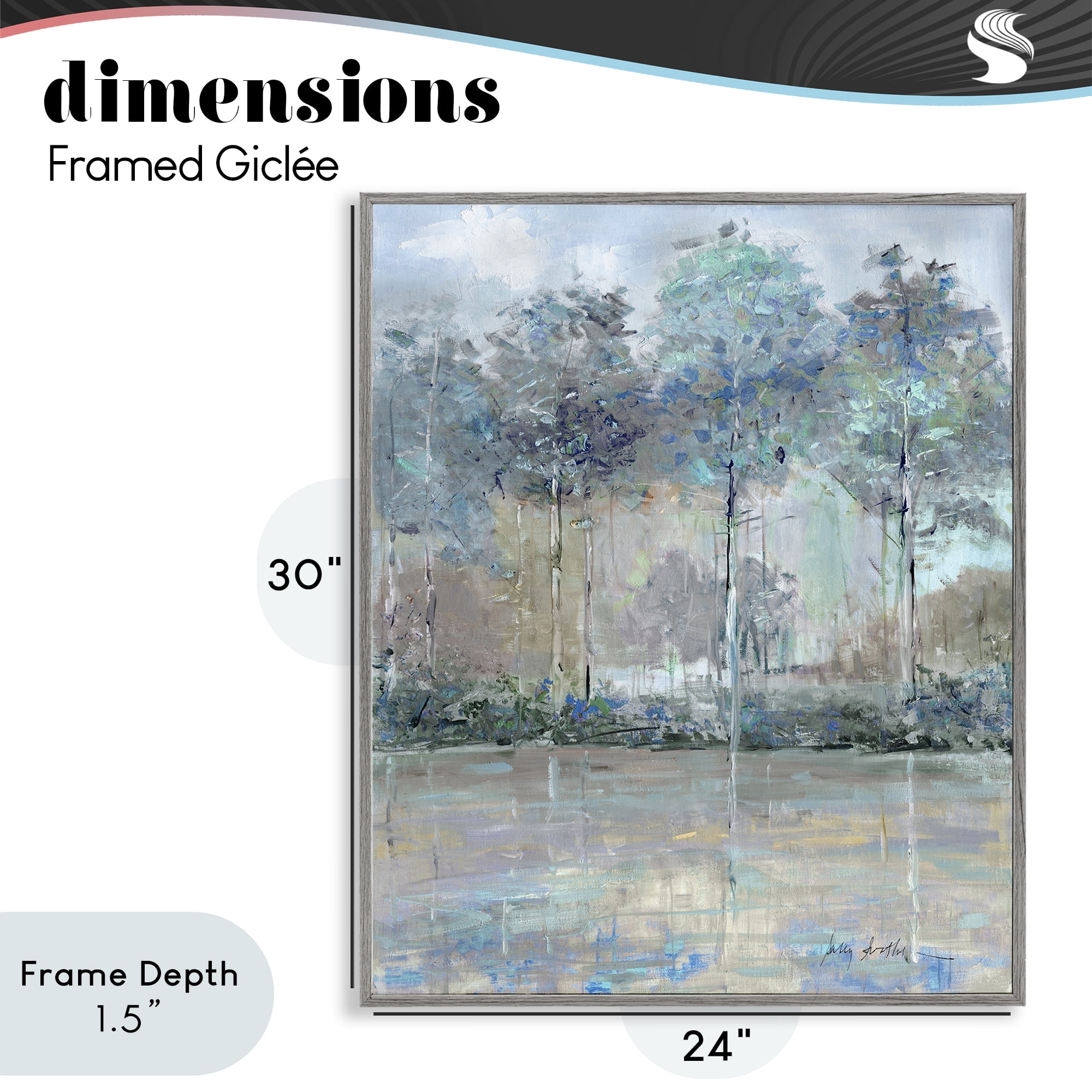 Stupell Industries Subdued Expression of Trees Gray Framed Giclee Art, design by Sally Swatland