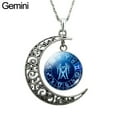 thumbnail image 2 of SmartBy Unisex Faux Gem 12 Constellations Hollow Crescent Moon Chain Necklace Jewelry Gift for Party, 2 of 8