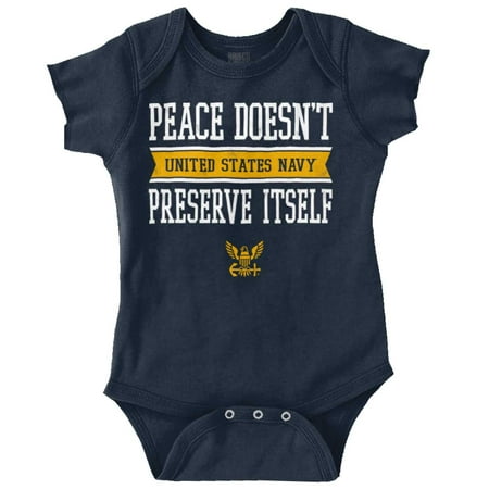 

Peace Doesn’t Preserve US Navy Romper Boys or Girls Infant Baby Brisco Brands 18M