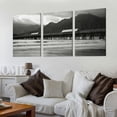 thumbnail image 2 of Nawypu  Hawaii Kauai Hanalei Bay And Pier At Sunset Black And White Poster Print, （12''x16''X3 Panels), 2 of 4