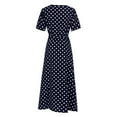 thumbnail image 5 of Clearance under $5 JINMGG Dresses for Women 2025 Clearance,Fashion Women Short Sleeve Beach Polka Dot Bandage Long Maxi Dress, 5 of 9