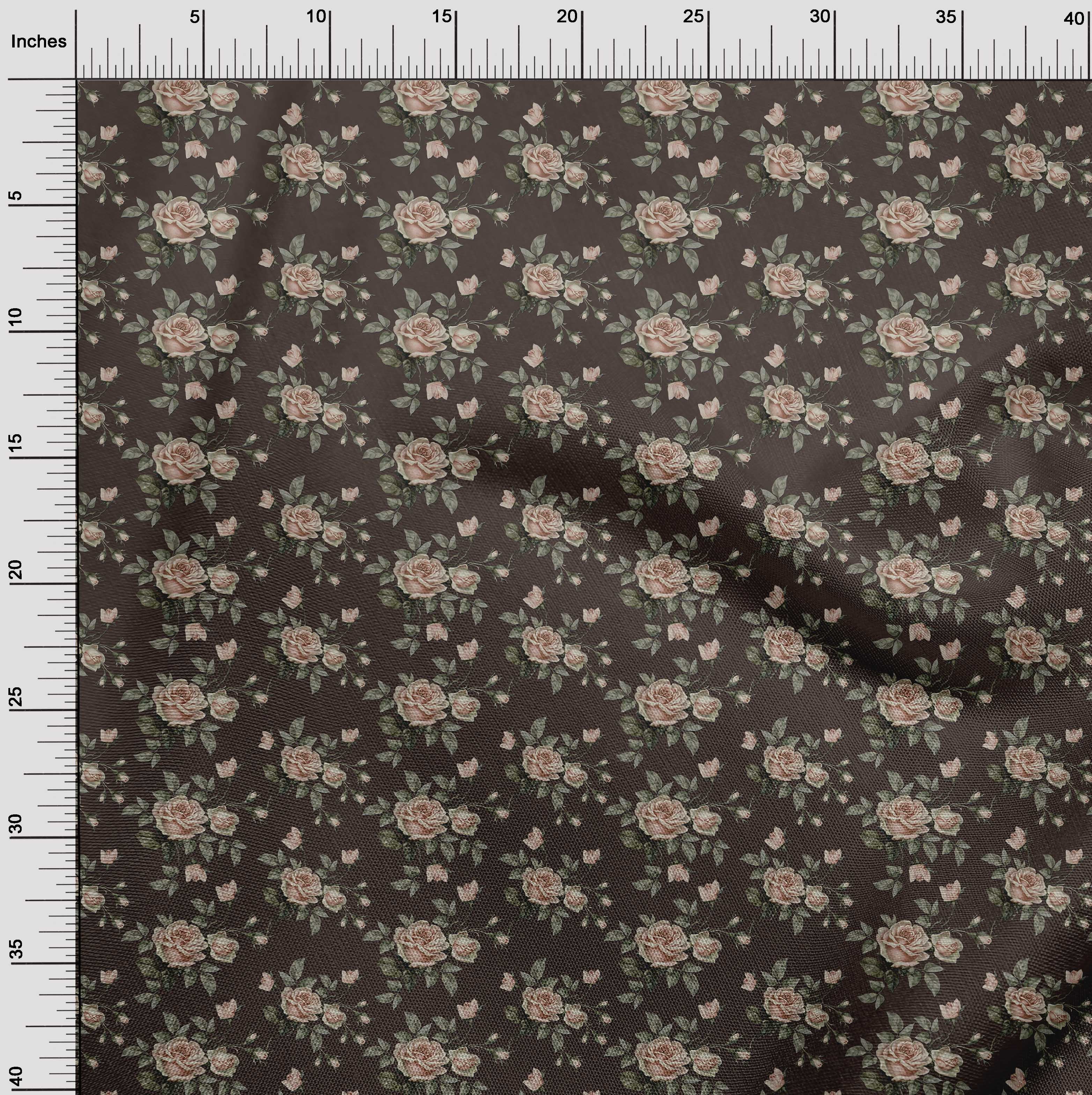 oneOone Viscose Jersey Dark Chocolate Fabric Floral Sewing Craft Projects Fabric Prints By Yard 60 Inch Wide