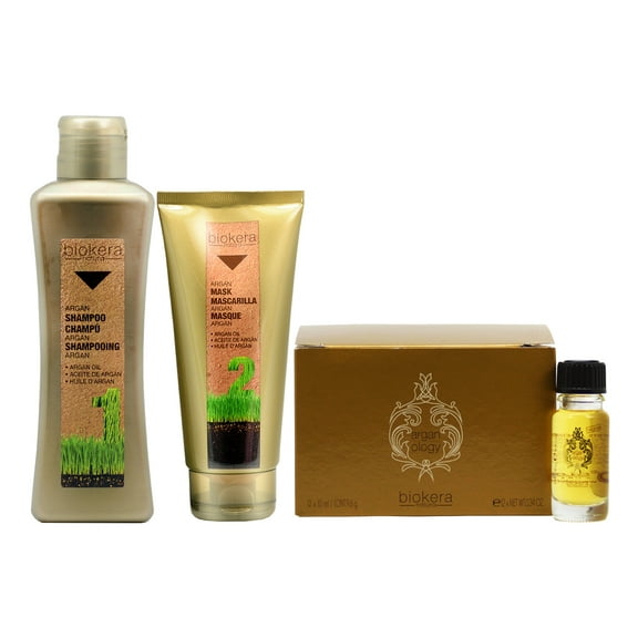 Salerm Biokera Argan Shampoo 11oz   Mask 6.8oz   Arganology 12*10ml