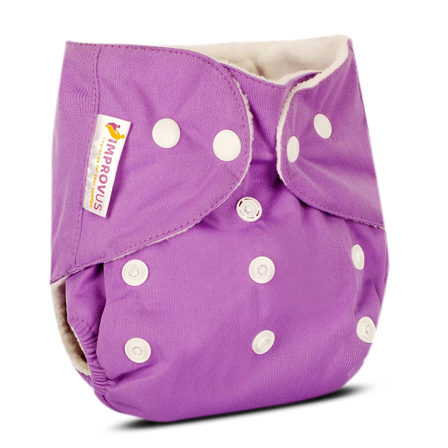 IMPROVUS 100% Cloth Diapers for Babies (0-3 Years), Reusable, Washable & Adjustable Nappies Snap Buttons and Wet-Free Insert Pads (Multicolor pack of 4 cloth diaper and 4 insert pads)