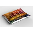 thumbnail image 2 of Ambesonne Forest Pillow Sham 2 Pack, Autumn Trees by Lake, 26"x20", Grink Purple, 2 of 3