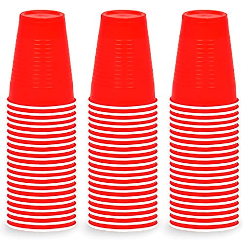 DecorRack Party Cups 12 oz Reusable Disposable Cups for Birthday Party Bachelorette Camping Indoor Outdoor Events Beverage Drinking Cups (Red, 60)