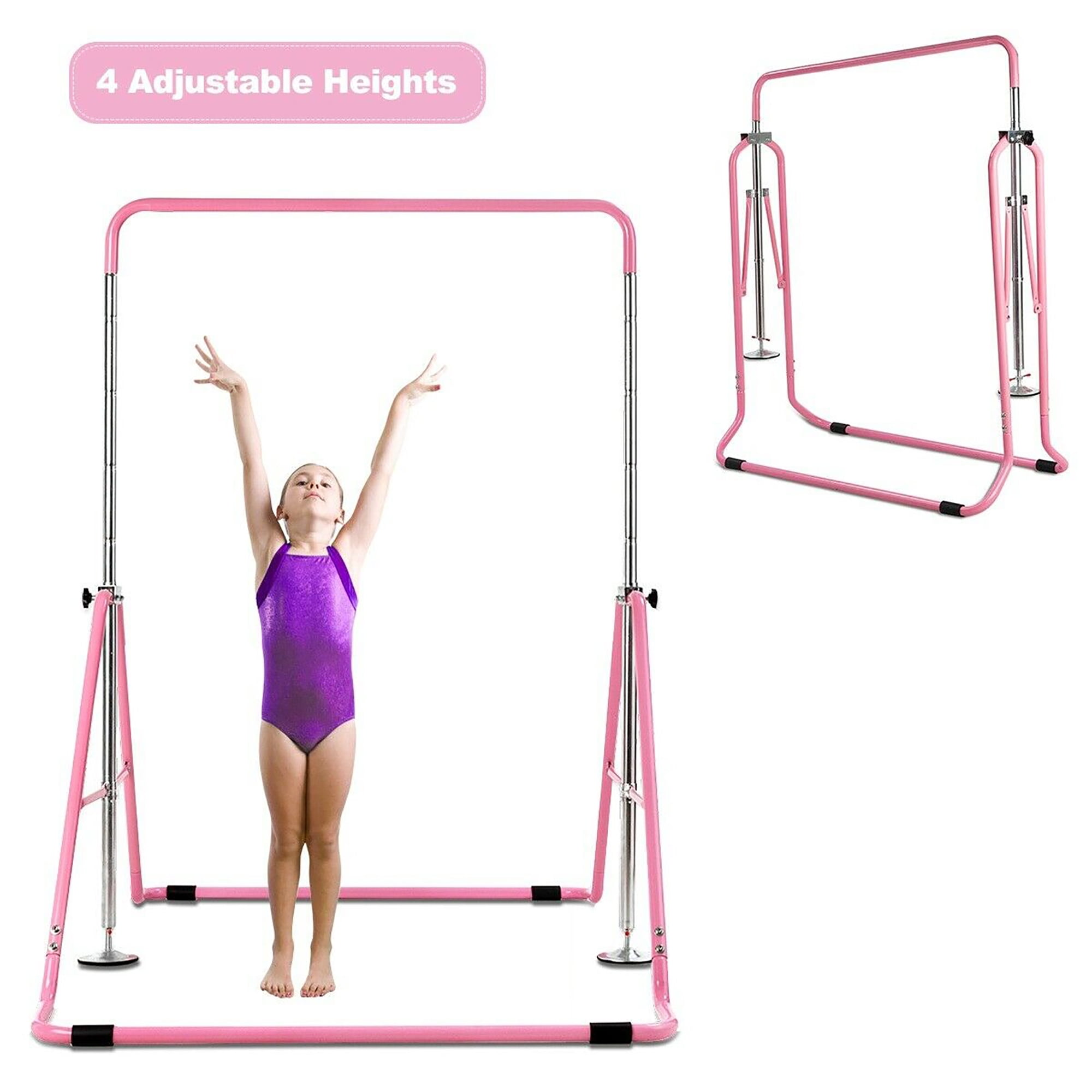 Expandable Gymnastics Training Bar Adjustable Junior Horizontal For Kids Pink 