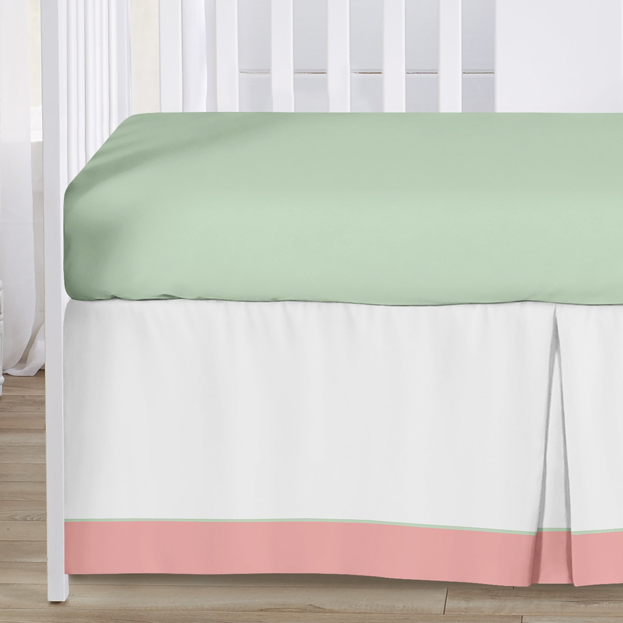 Sweet Jojo Designs Woodsy Coral Green and Grey 4 Piece Crib Bedding Set