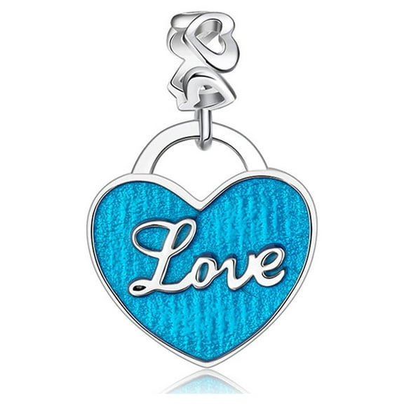 Heart Love Charm European Bead Sterling Silver Blue Ginger Lyne Collection