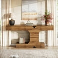 thumbnail image 1 of Tribesigns Table Console de 63 Pouces de Long, Table d'Entrée Moderne en Bois avec Base en Forme de I, Table d'Exposition Rustique pour Couloir Ou Salon, Noyer, 1 of 5
