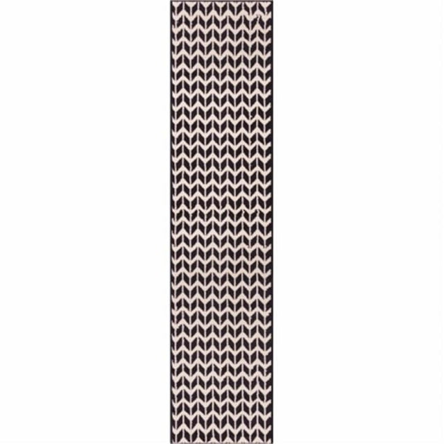 Infinity Home 85232 20 in. x 7 ft. 2 in. Miami Bourban Chevron Runner Area Rug - Black