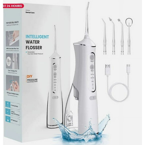 Water Flosser Cordless Water Pick 300ml 4 Mode Dental Oral Irrigator 5 Jet Tips