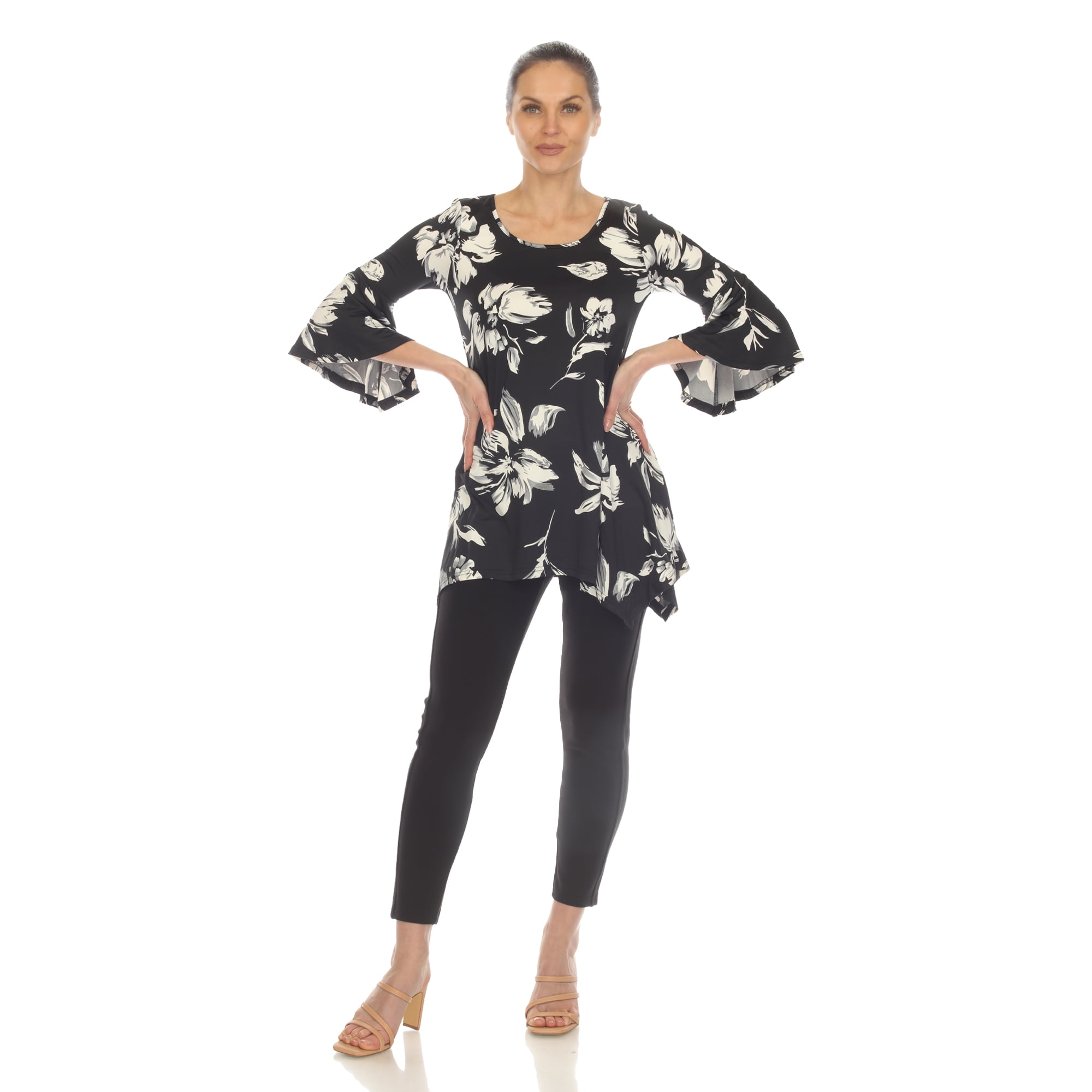 White Mark Women's Floral Blanche Tunic Top