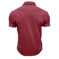 thumbnail image 3 of Mens Camisas de Manga Corta Color Sólido Botón de Solapa Bolsillo Turndown Collar Blusa para Negocios Informales, 3 of 4
