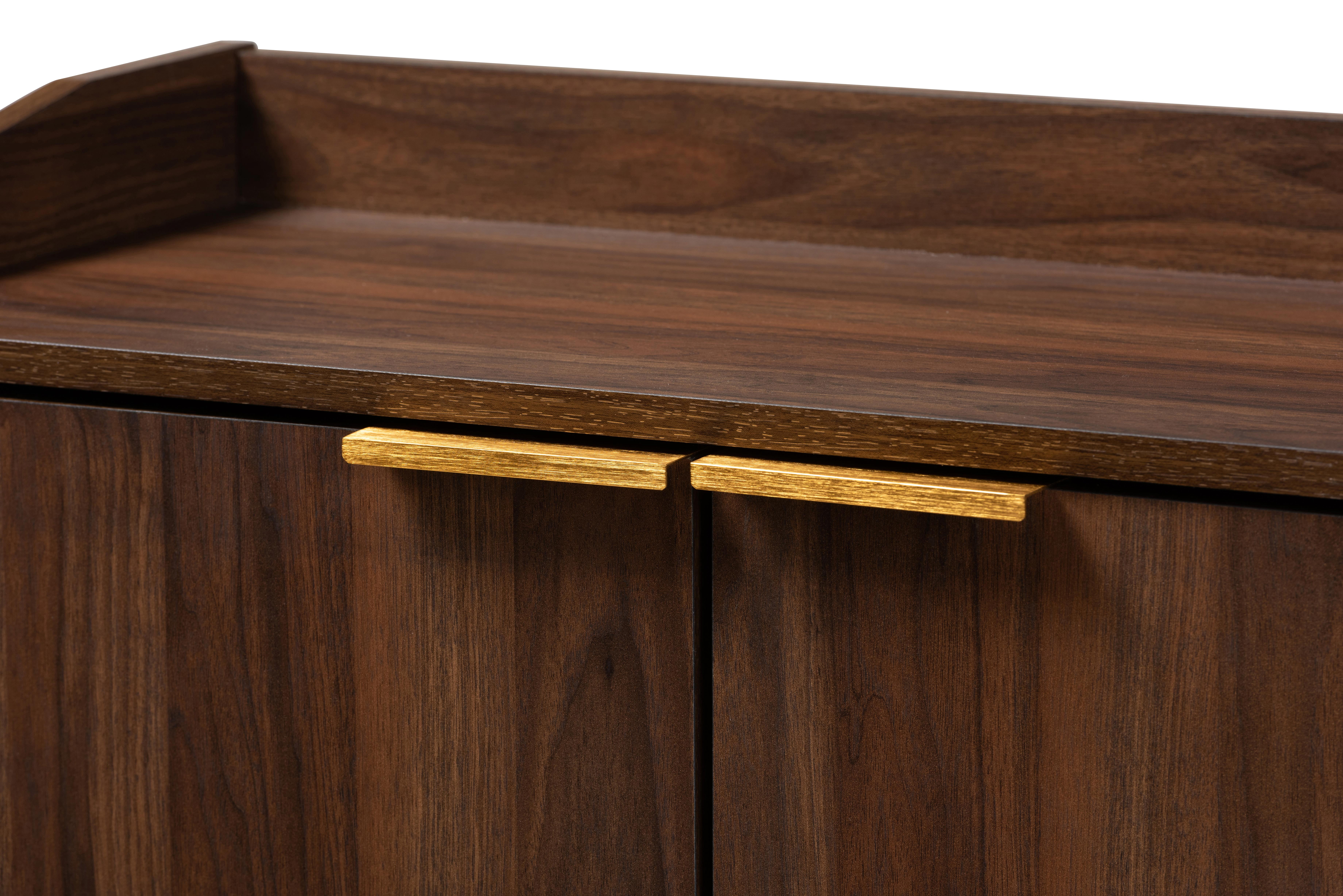 Baxton Studio Lena Mid-Century Modern Walnut Brown Finished 5-Shelf Wood Entryway Shoe Cabinet