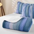 thumbnail image 4 of jejeloiu Blue Modern Geometric Lines Bed Spread Queen Kids,Flowing Wave Stripes Queen Coverlet Set For Girls,3 Pieces, 4 of 7