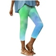 thumbnail image 4 of CFLVAEK Women Tie Dye Capri Pants Elastic Waist Gradient Yoga Leggings Trendy Printed Workout Capris Athletic High Rise Pedal Pushers Fall Markdown, 4 of 7