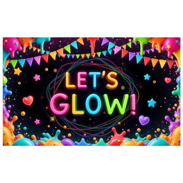 Neon Design Glow Banner Colorful Decoration Let's Glow Festival Sign for Party Celebration Event