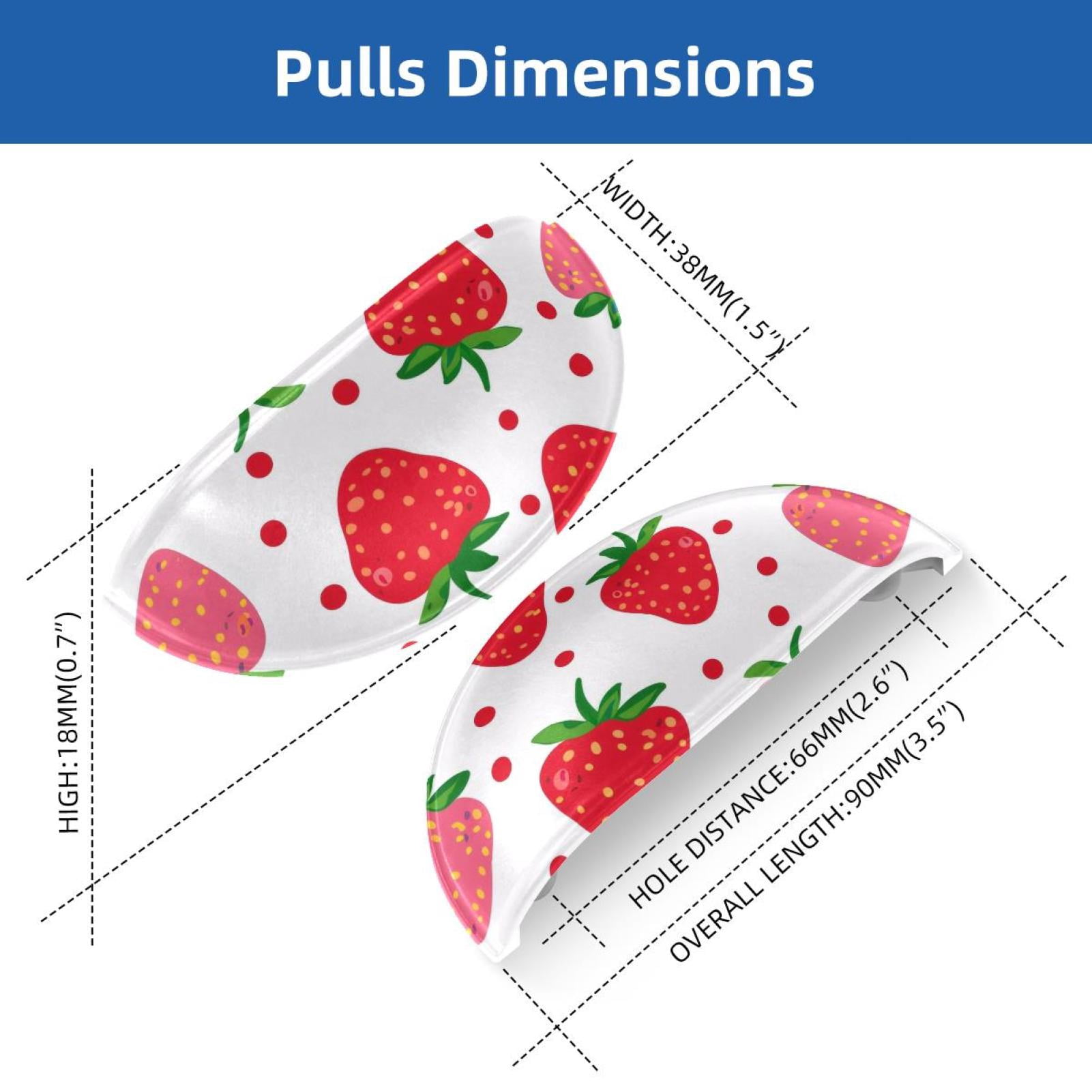 PhooArto 6 Pcs Cup Drawer Pulls, Pink Strawberries Pattern Shell Shape Handles Cabinet Knobs for Dresser Cupboard Closet Wardrobe with Screws