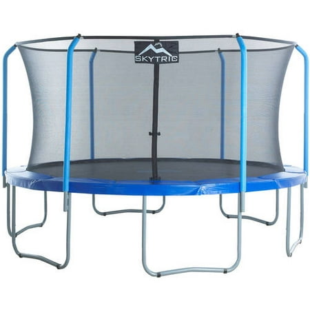 SKYTRIC 11-Foot Trampoline, with Safety Enclosure Net, Blue