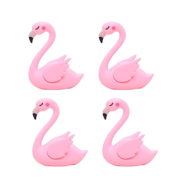 SOPOTUTU 4Pcs Pink Plastic Flamingo Ornament for Cake Car and Home Decor Decorative Flamingo Design